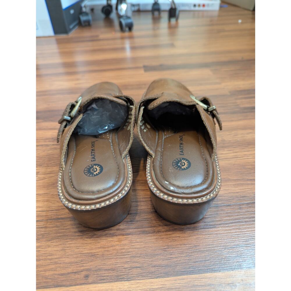 Earth Shoes Leather Buckle Clogs Size 8.5 Brown Boho Minimalist Casual - Picture 4 of 6
